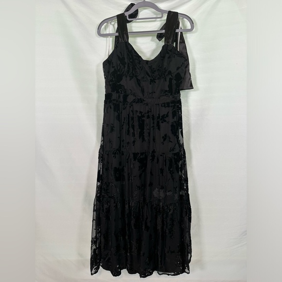 Lulus Sweet Essence Black Floral Burnout Velvet Tie-Strap Midi Dress - Picture 5 of 10